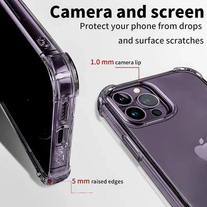 Shockproof Transparent Phone Case | Clear Silicone Bumper Cover for iPhone 5 to 15 Pro Max