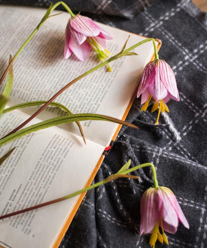 Faux Silk Fritillaries Lily Flower Stem in Pink or Purple 26" Tall