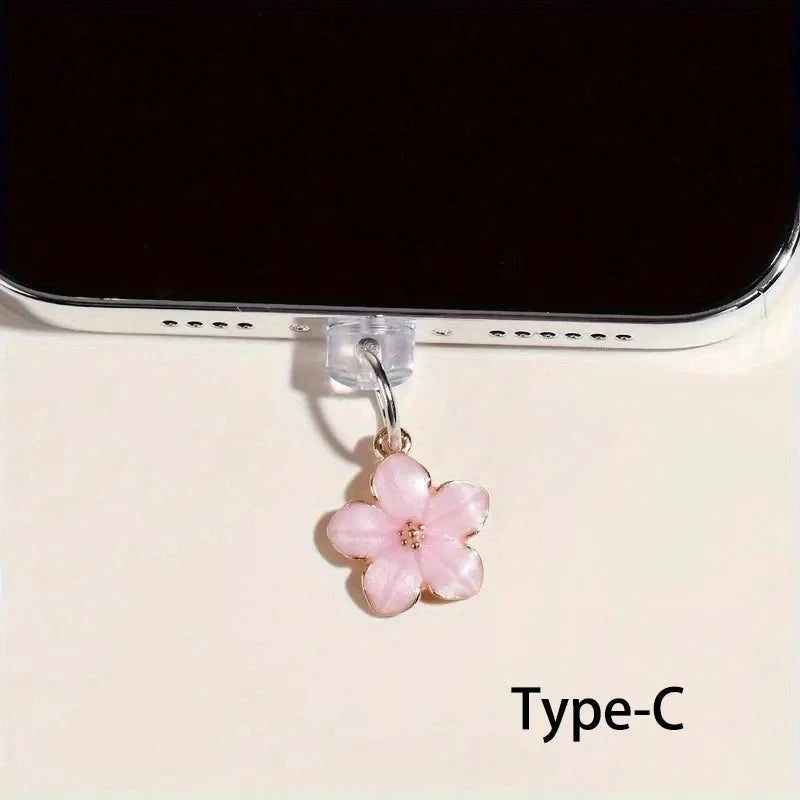 Simple Flowers Phone Dust Plug | Decorative Charging Port Pendant