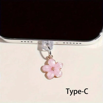 Simple Flowers Phone Dust Plug | Decorative Charging Port Pendant