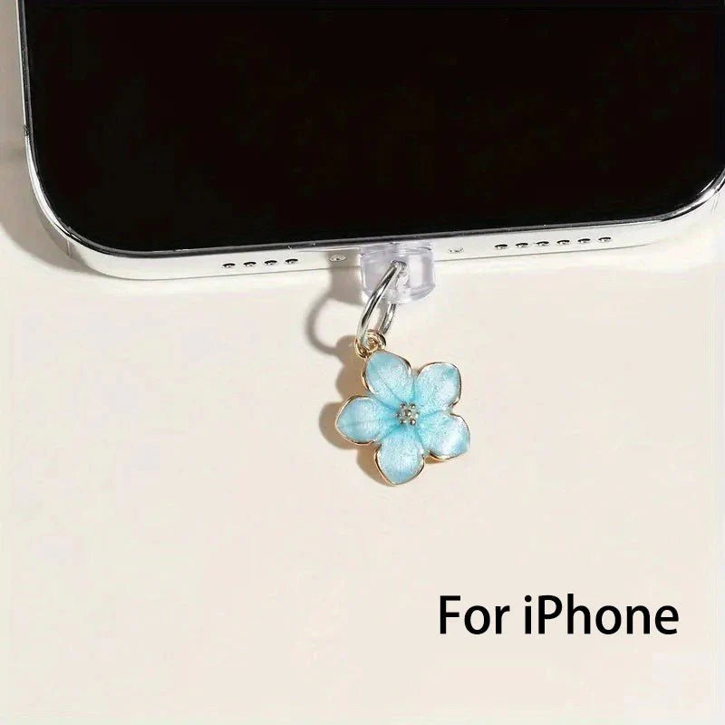 Simple Flowers Phone Dust Plug | Decorative Charging Port Pendant