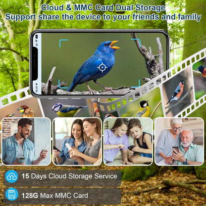 Smart Bird Feeder with Solar Powered Camera 1080P HD AI Identify PIR