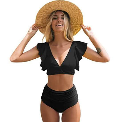 Sporlike Women Ruffle High Waist Swimsuit