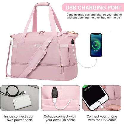 Sports Travel Duffel Bag with USB Charging Port