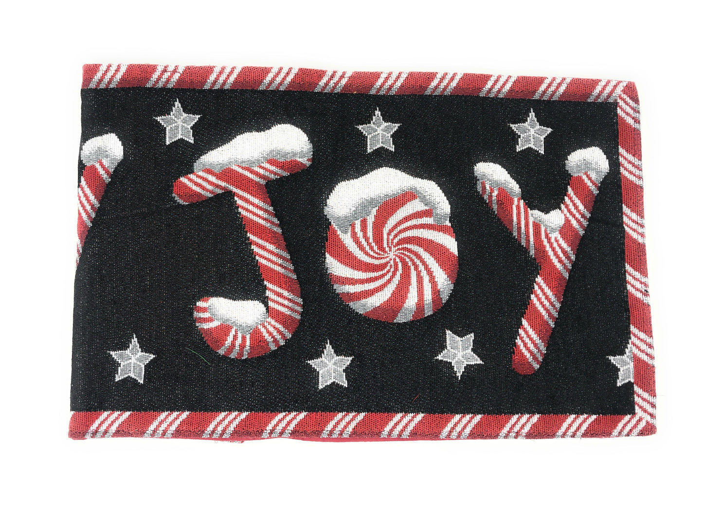 DaDa Bedding Peppermint Joy Red Black Holiday Tapestry Dining Table Runner (12904)