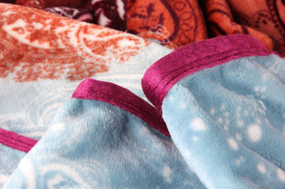 DaDa Bedding Paisley Dreams Floral Burgundy Mink Fleece Flannel Throw Blanket (XY0025)