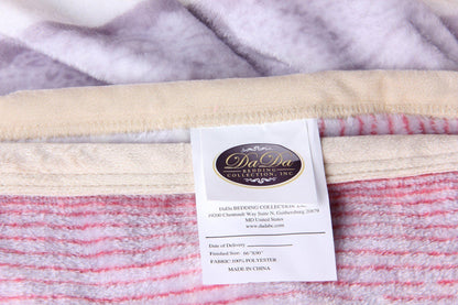 DaDa Bedding Seashore Sunny Yellow Lavender Floral Flannel Mink Fleece Throw Blanket (XY9901)