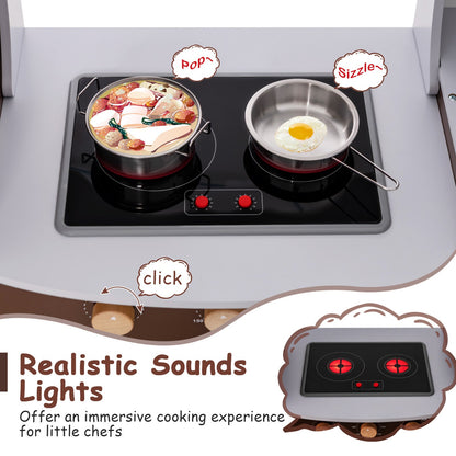 Toddler Kitchen Playset with Ice Maker Microwave Oven Sink and Washing Machine for Kids 3+ Years Old