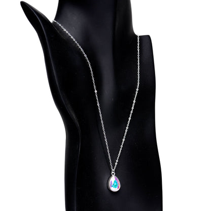 Silver Plated Purple Raindrop Necklace Created with Crystals