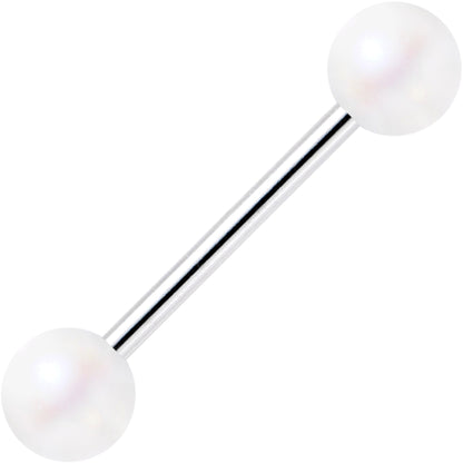 Matte Iridescent White 6mm Acrylic Ball Barbell Tongue Ring