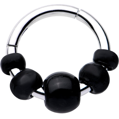 16G 5/16 Black Chunky Beads Hinged Segment Ring