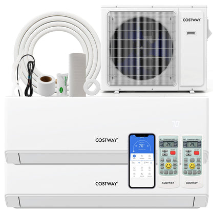 UltrEco Series 18000 BTU 2 Zone 22 SEER2 Mini Split Air Conditioner Wifi Enabled with Heat Pump