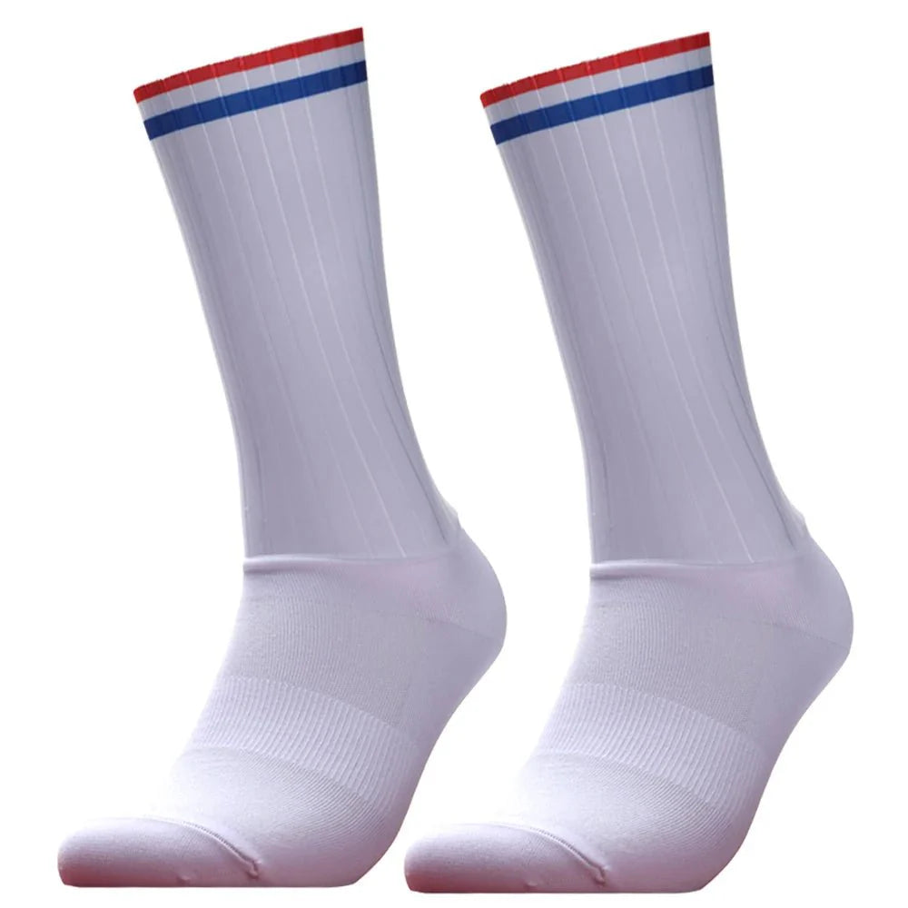 Unisex Anti-Slip Aero Cycling Socks | Silicone-Striped Knee-High Sports Socks