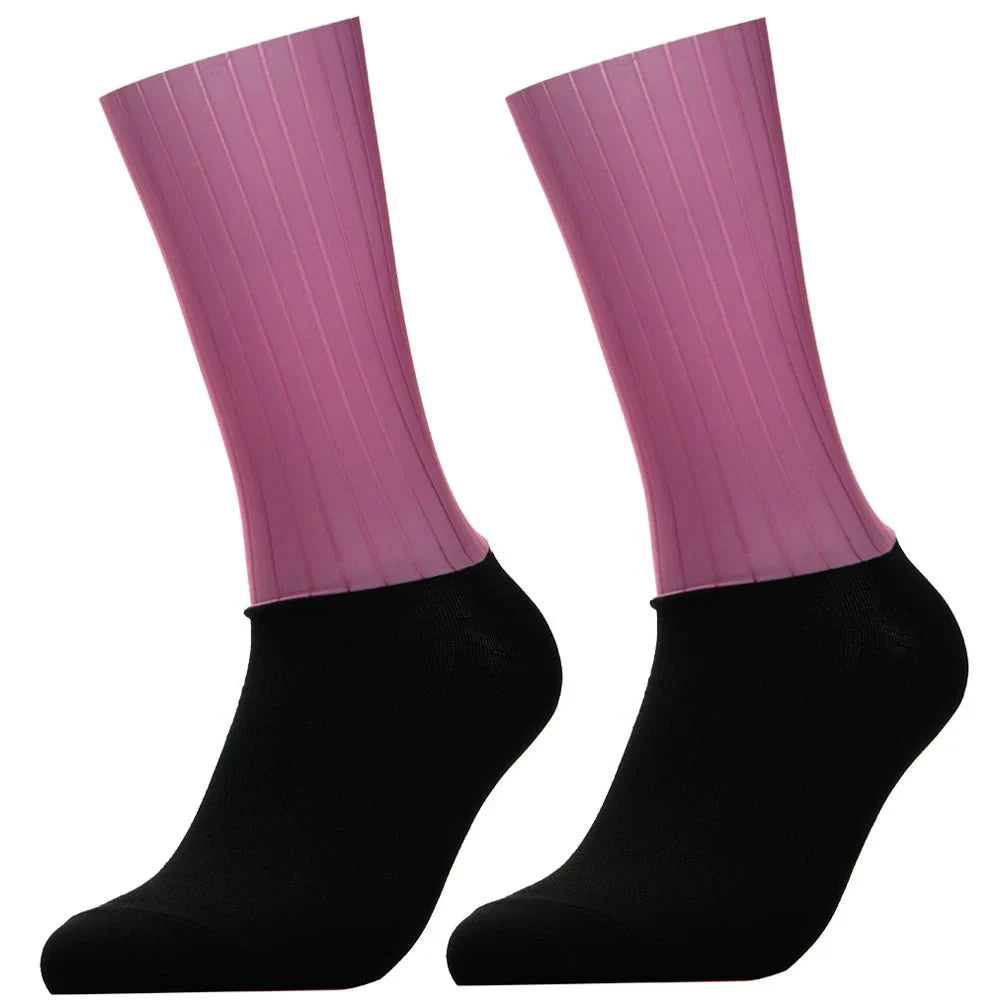 Unisex Anti-Slip Aero Cycling Socks | Silicone-Striped Knee-High Sports Socks