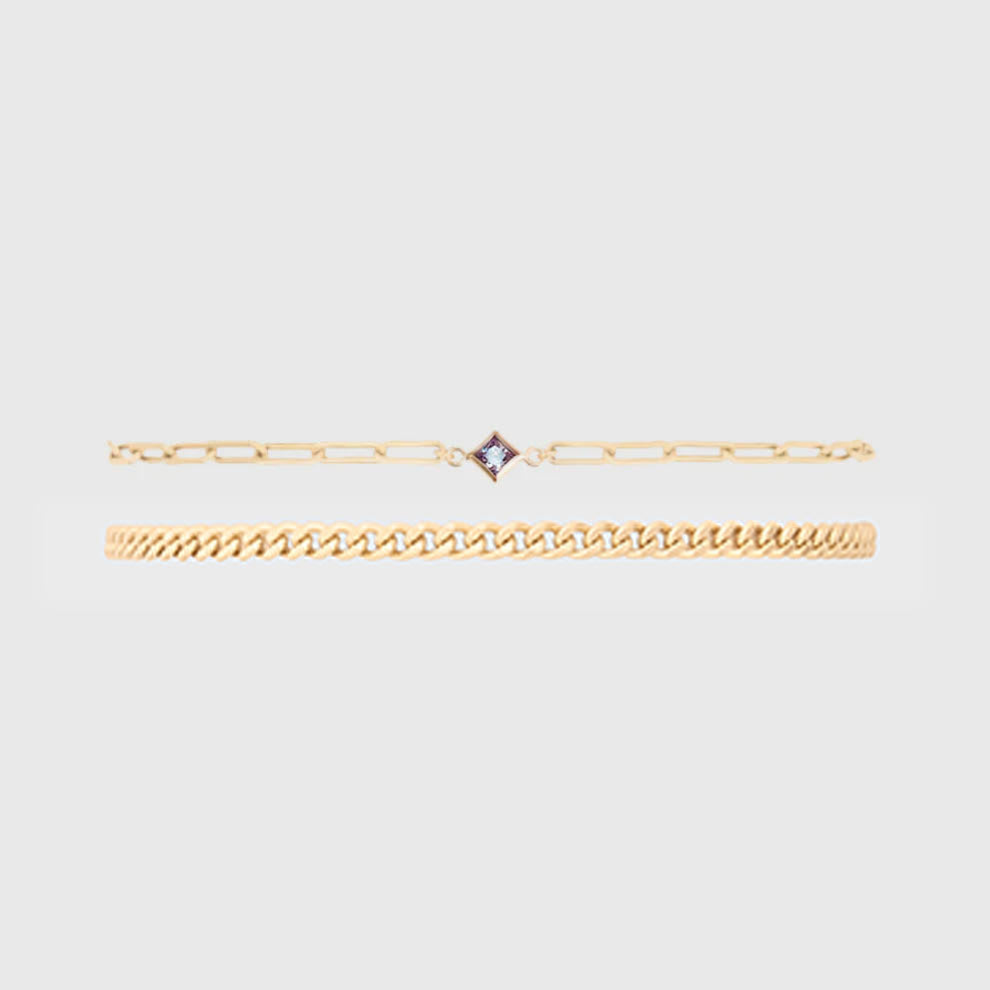 birthstone + gabi curb bracelet stack