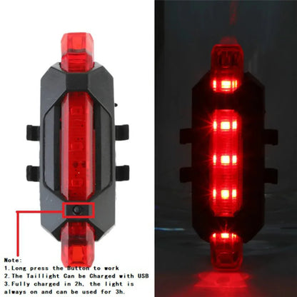 USB Rechargeable Bicycle LED Light Set | Front and Rear Bike Lights for Night Safety