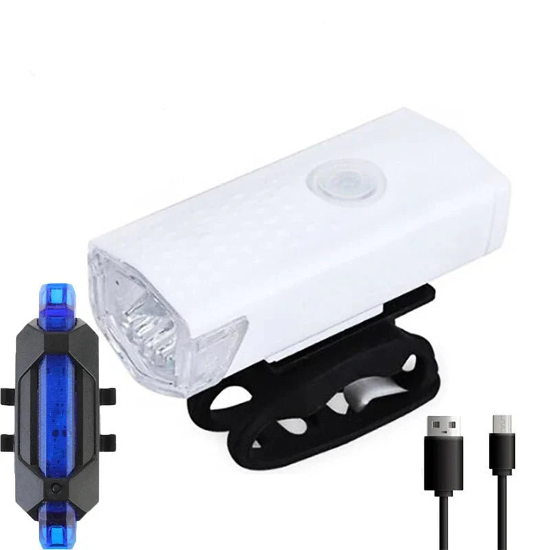 USB Rechargeable Bicycle LED Light Set | Front and Rear Bike Lights for Night Safety