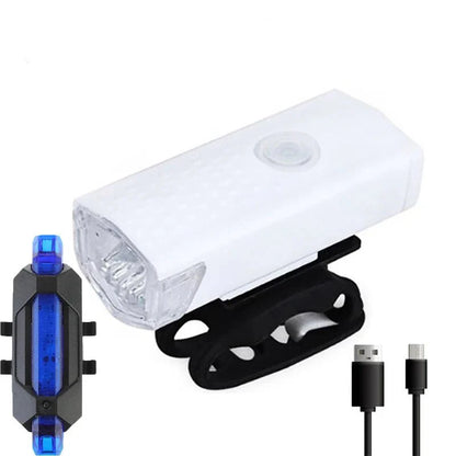 USB Rechargeable Bicycle LED Light Set | Front and Rear Bike Lights for Night Safety
