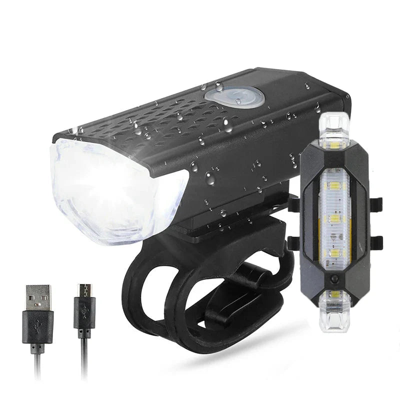 USB Rechargeable Bicycle LED Light Set | Front and Rear Bike Lights for Night Safety