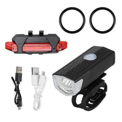 USB Rechargeable Bicycle LED Light Set | Front and Rear Bike Lights for Night Safety