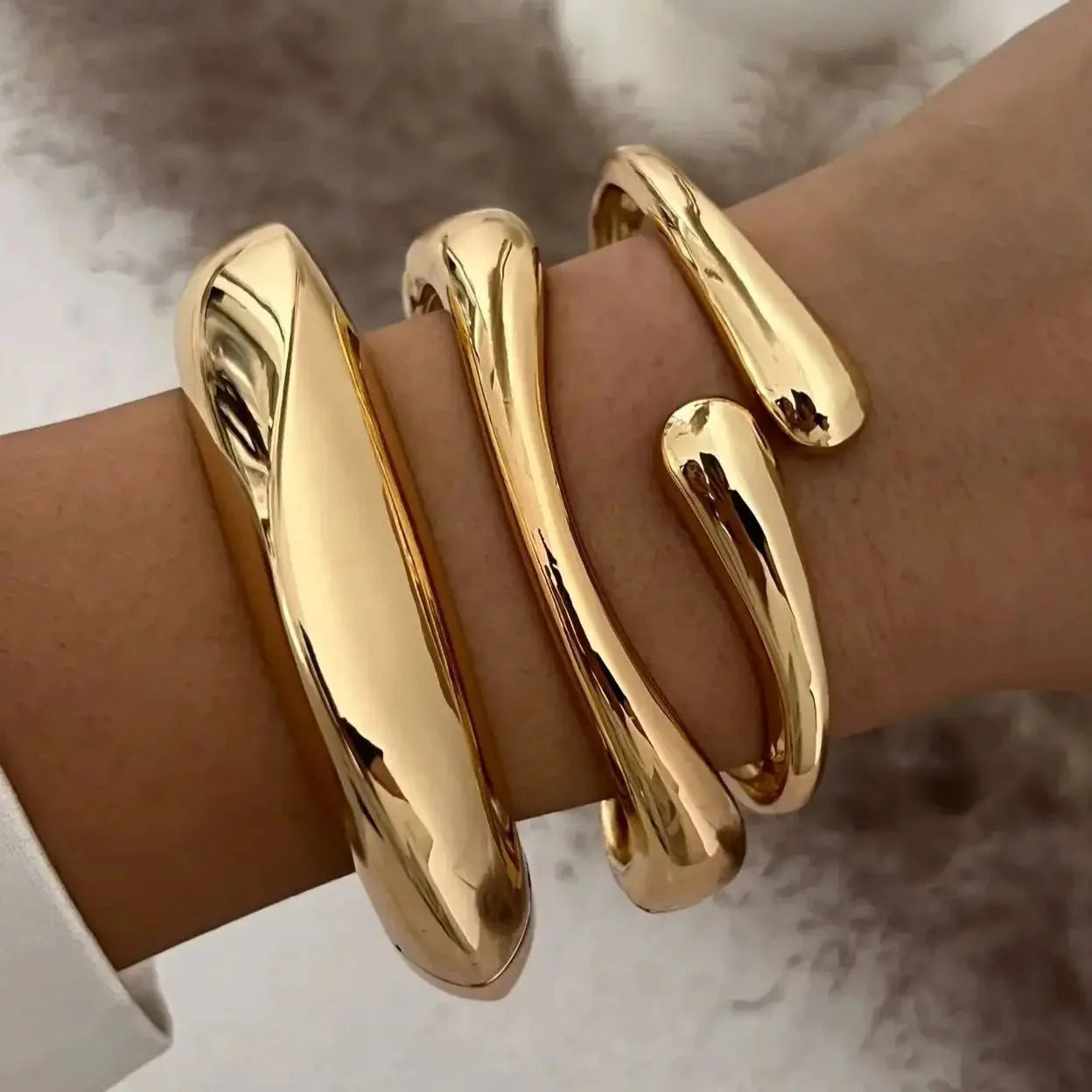 Vintage Punk Quartz Cuff Bangles | Geometric Metal Bracelets for Women and Men