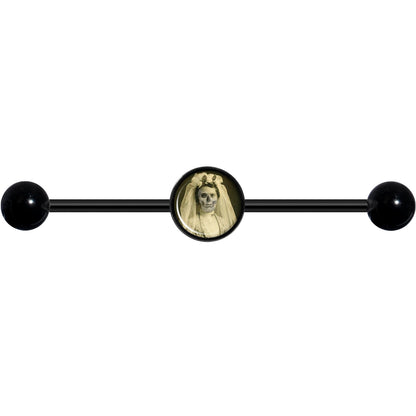 14G Skeleton Bride Halloween Black Industrial Barbell 37mm