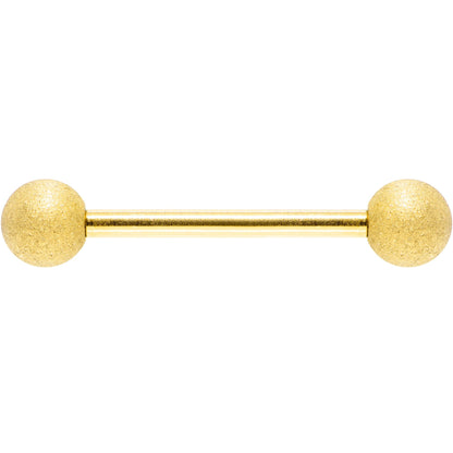 Gold Color PVD Sandblasted Barbell Tongue Ring