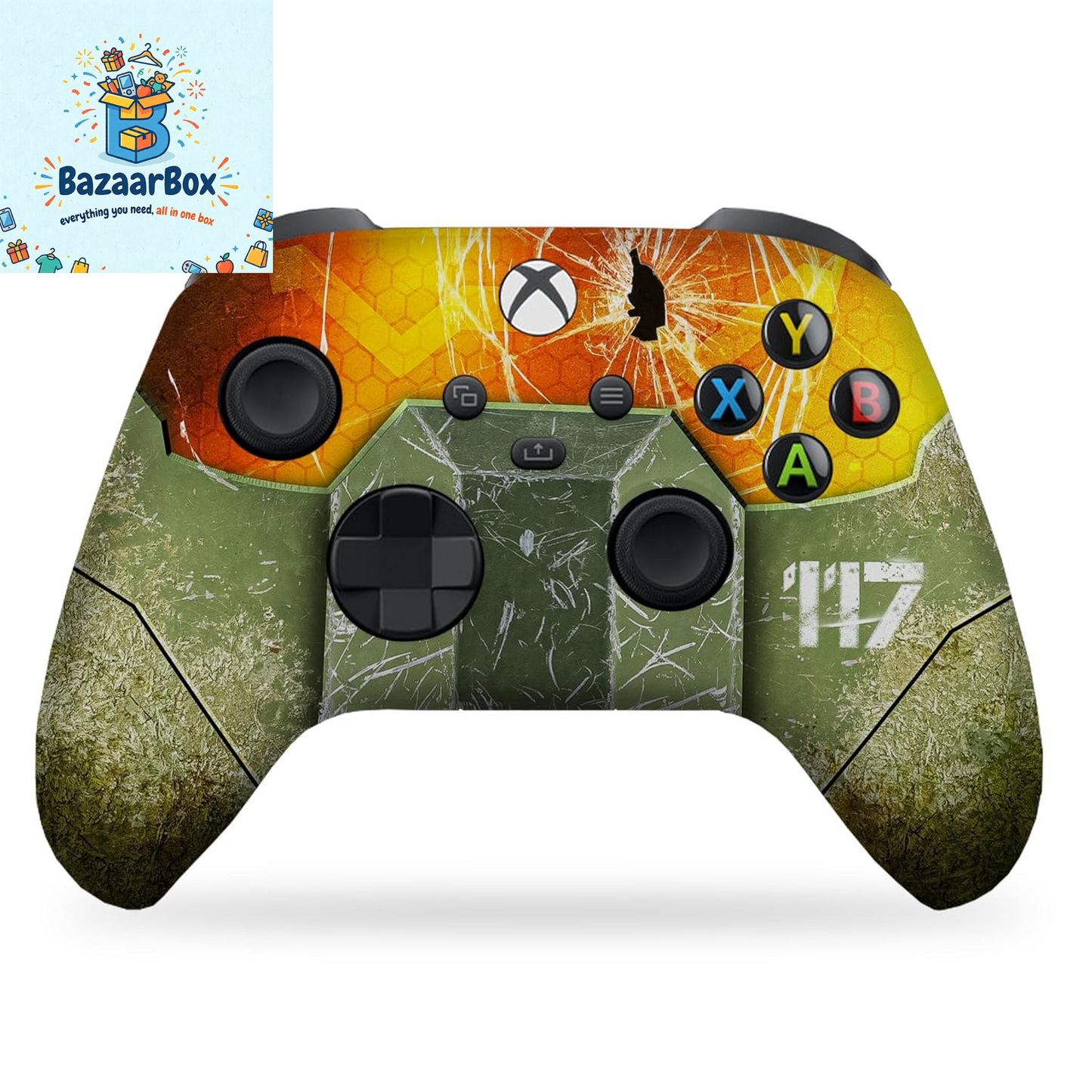 Hallo Mastter Cheif X-Box Controller Wireless Compatible with X-Box One/Series X/S Proudly Customized in USA with Permanent HYDRO-DIP Printing (NOT JUST a SKIN)