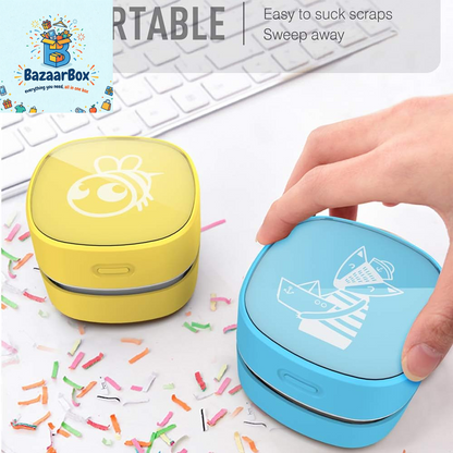Desktop Vacuum Cleaner,Mini Table Dust Sweeper Energy Saving,High Endurance up to 400 Mins,Cordless&360º Rotatable for Cleaning Hairs,Crumbs,Computer Keyboard of Gifts for Kids (Blue)