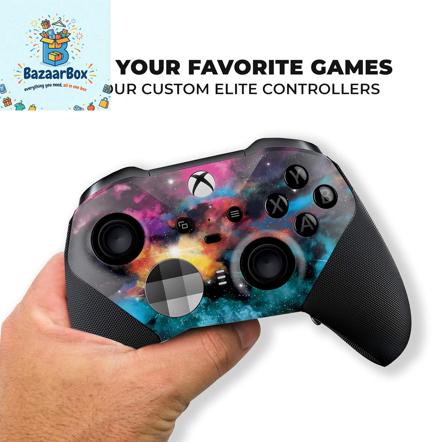Galaxy X-Box Elite Controller Series 2 Limited Edition Custom Elite Series 2 Controller for X-Box One/Series X/S. Made with Advanced Hydro-Dip Paint Technology (Not Just a Skin)