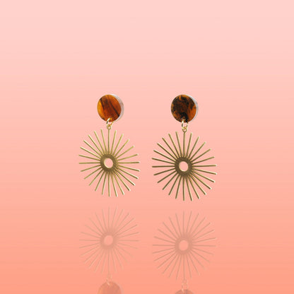 Solana Neutral Sunburst Earrings Water Resistant