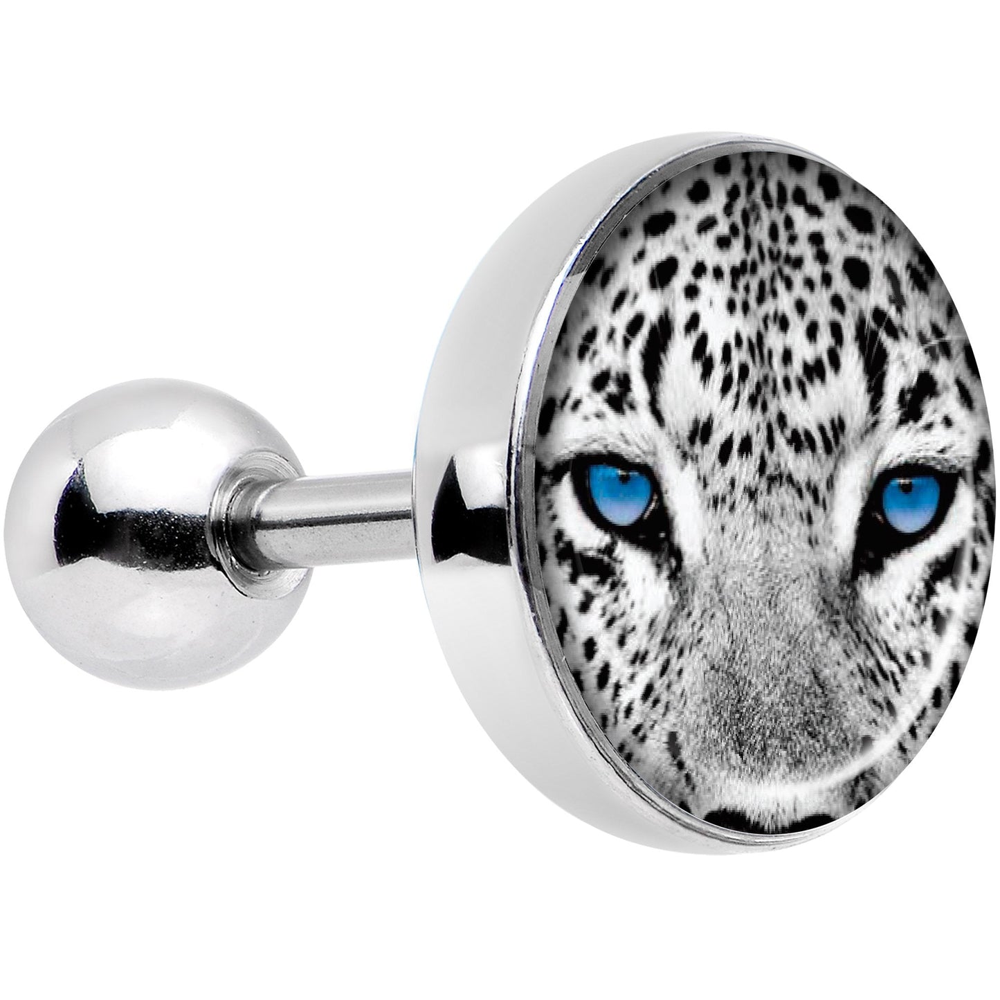 16G 1/4 Black White Leopard Eyes Tragus Cartilage Earring