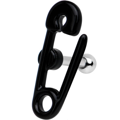 16G 1/4 Black PVD Open Safety Pin Tragus Cartilage Earring