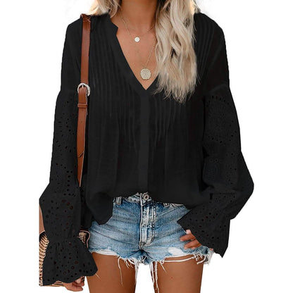 Women's Lace Crochet V-Neck Top