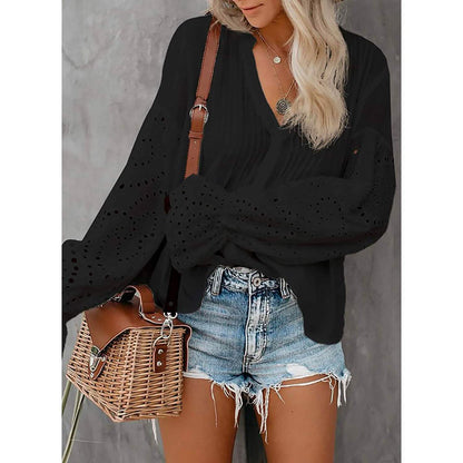 Women's Lace Crochet V-Neck Top