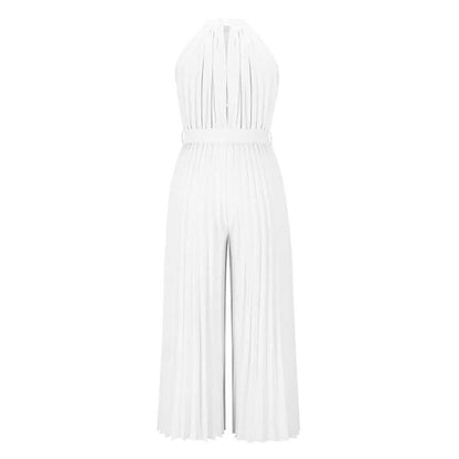 Women's Lace-Up Halter Casual Wide-Leg Jumpsuit
