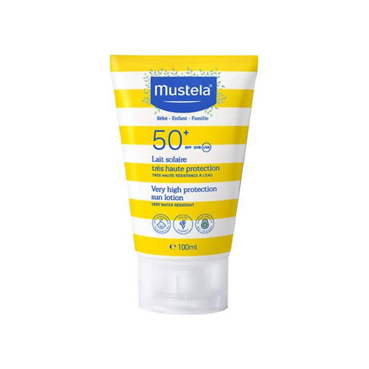 Mustela SPF50+ Sunscreen Lotion for Sensitive Skin - Water Resistant, Natural Ingredients, Family Friendly