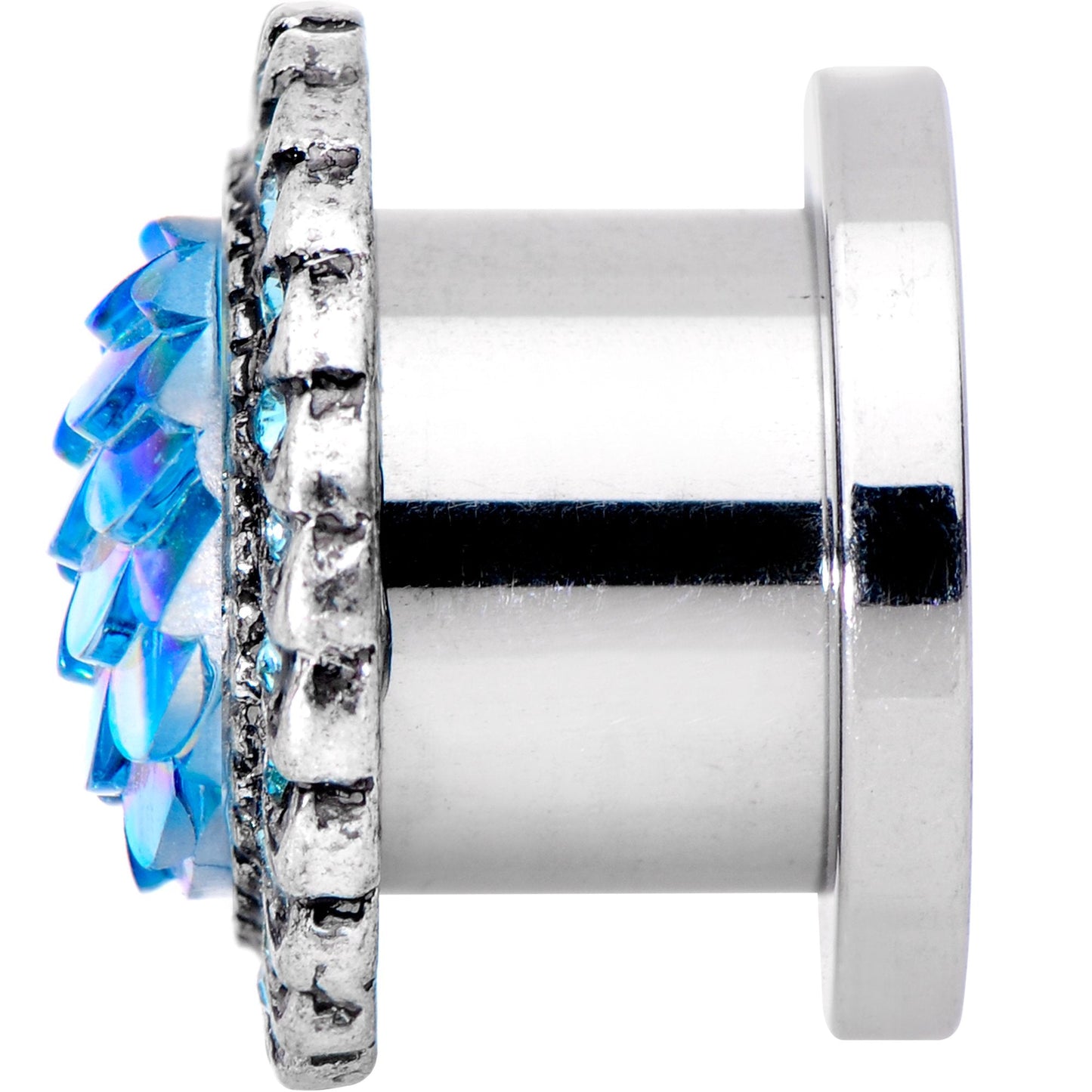 00G Aqua Gem Iridescent Blue Mermaid Scale Screw Fit Plug Set