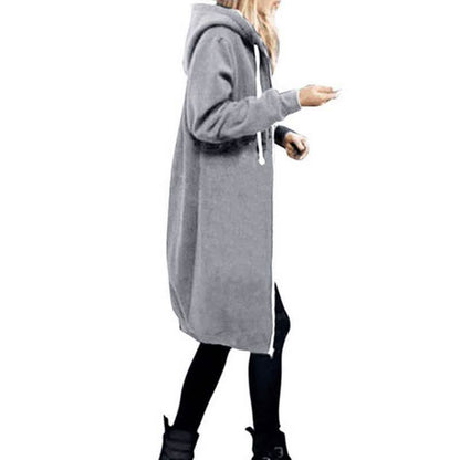 Zipper Front Pocket Drawstring Hoodie