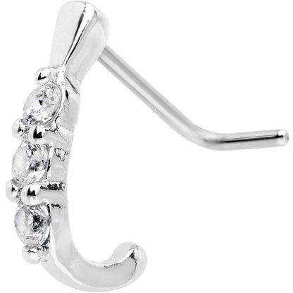 20G Clear CZ Gem Faux Hoop L Shaped Nose Ring